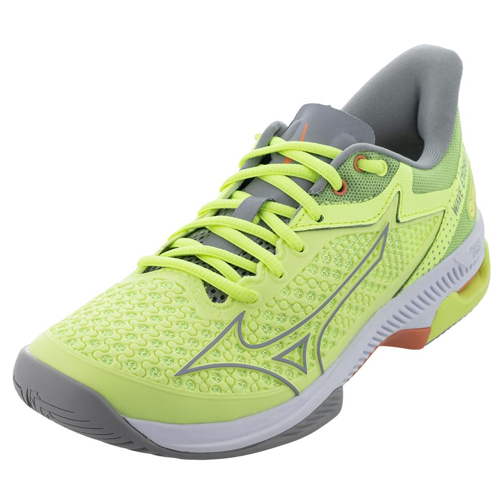 Mizuno Women`s Wave Exceed Tour 5 AC Tennis Shoes Neo Lime and Ultimate Gray