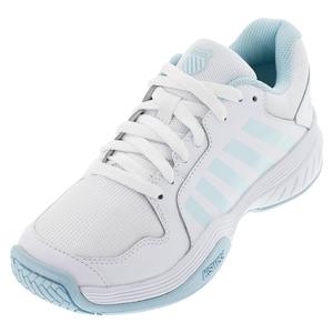 Women`s Court Express Pickleball Shoes White and Blue Glow