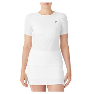 Women`s Whiteline Short Sleeve Tennis Top White