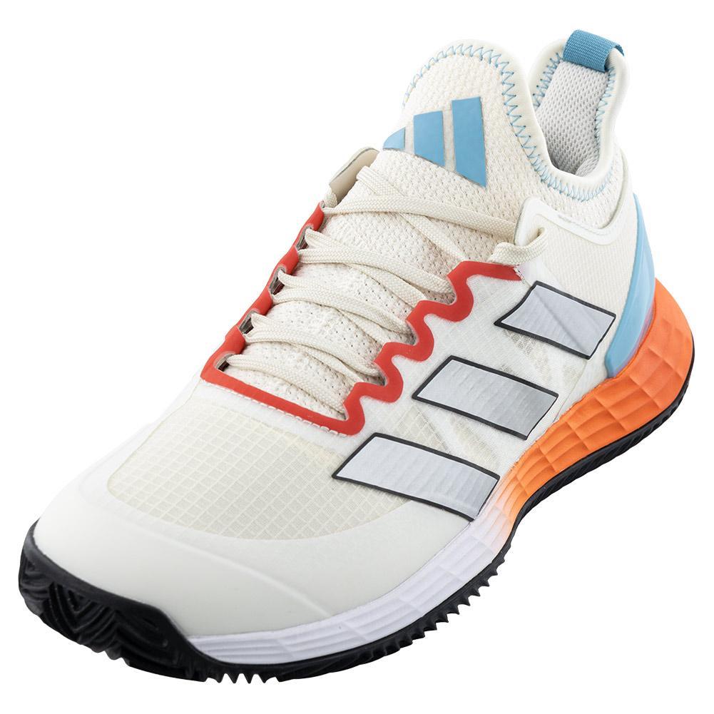 adidas Men`s adizero Ubersonic 4 Clay Tennis Shoes Chalk White and Silver  Metallic