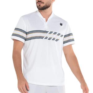 Men`s Chop Henley Short Sleeve Tennis Polo White