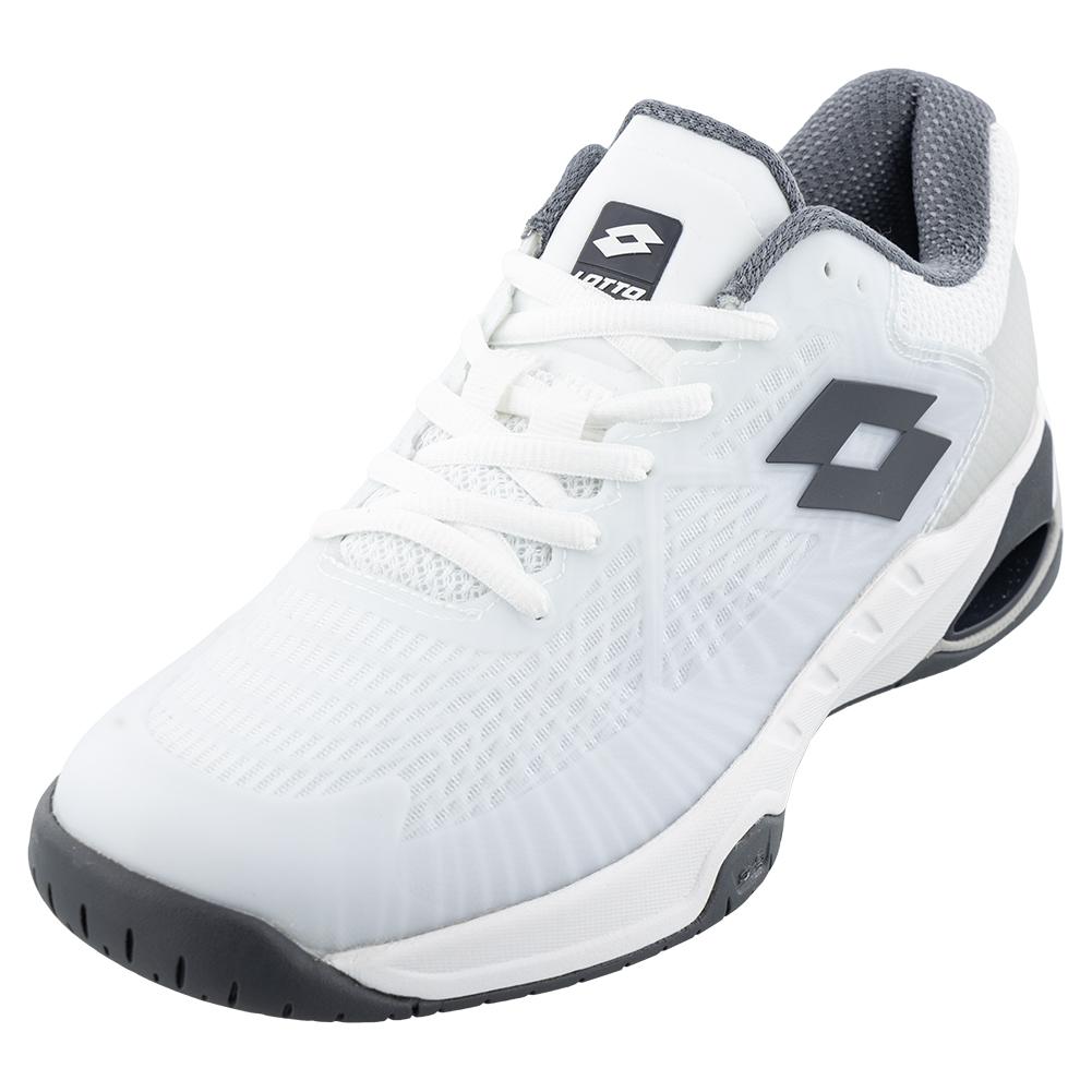 Lotto Men`s Mirage 100 Speed Tennis Shoes All White and Asphalt