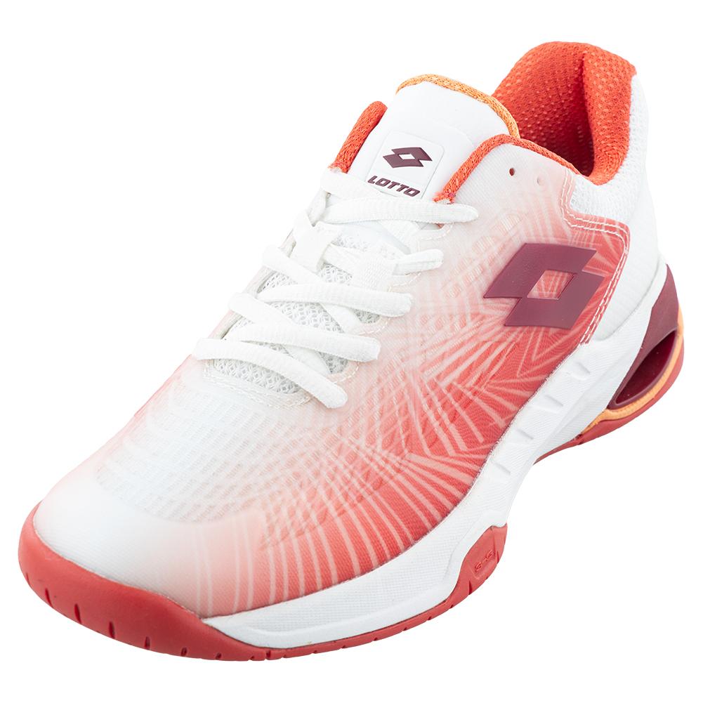 Lotto Women`s Mirage 100 Speed Tennis Shoes All White and Grenadine Red