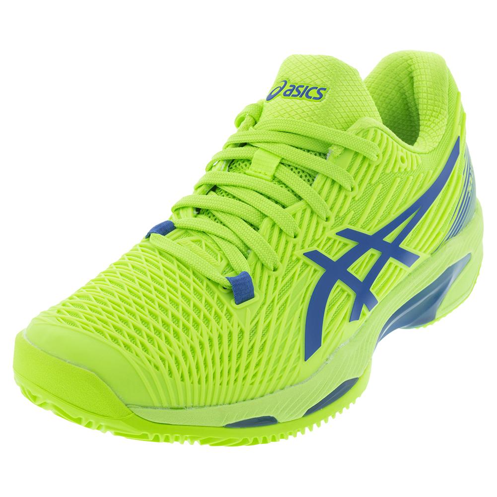 ASICS Women`s Solution Speed FF 2 Clay Tennis Shoes Hazard Green and Reborn  Blue