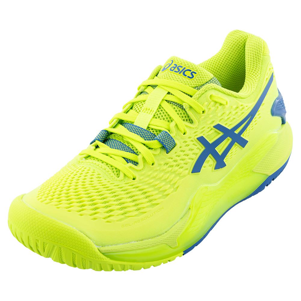 ASICS Women`s GEL-Resolution 9 Tennis Shoes Hazard Green and Reborn Blue