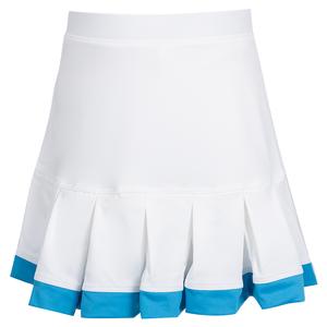 Girl`s Pleat Tennis Skort with Trim White