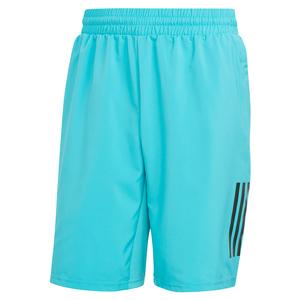 Men`s Club 9 inch 3 Stripe Tennis Shorts Lucid Cyan