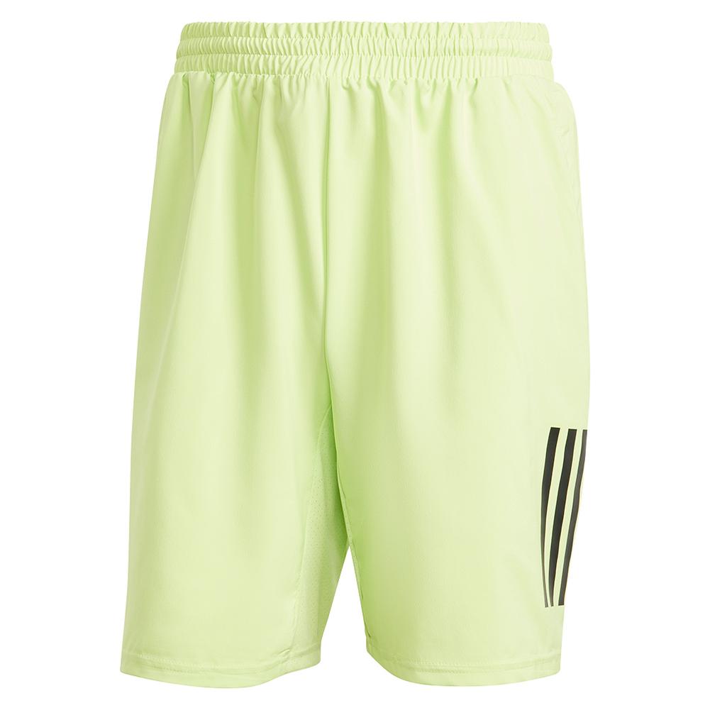 adidas Men`s Club 7 inch 3 Stripe Tennis Shorts Pulse Lime