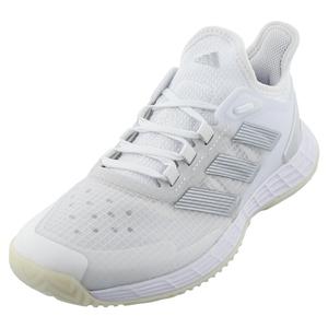 Women`s adizero Ubersonic 4.1 Tennis Shoes White and Silver Metallic