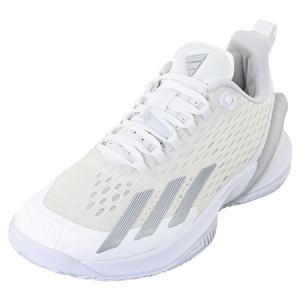 Women`s Adizero Cybersonic Tennis Shoes White and Metallic Silver