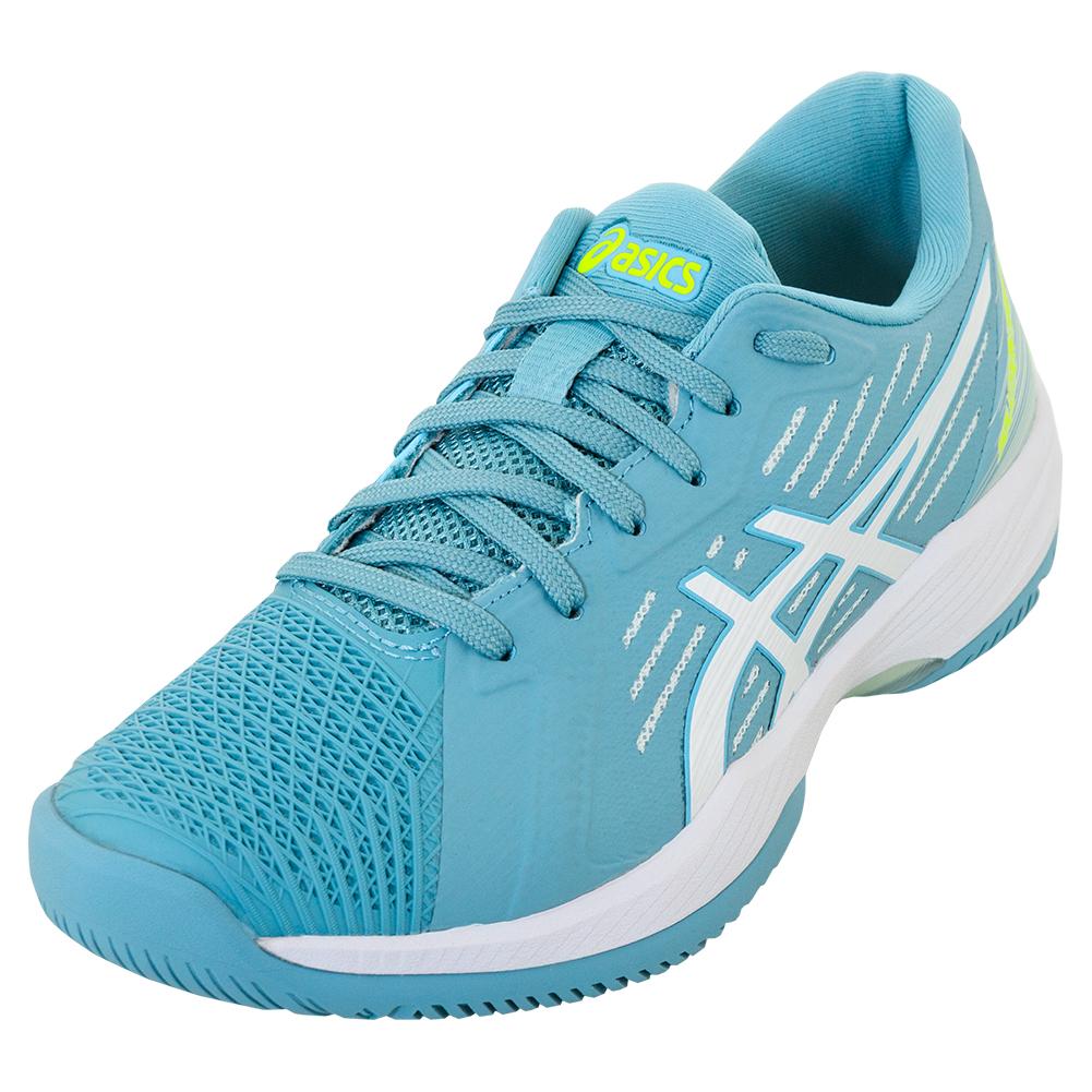 ASICS Women`s Solution Swift FF Tennis Shoes Gris Blue and White