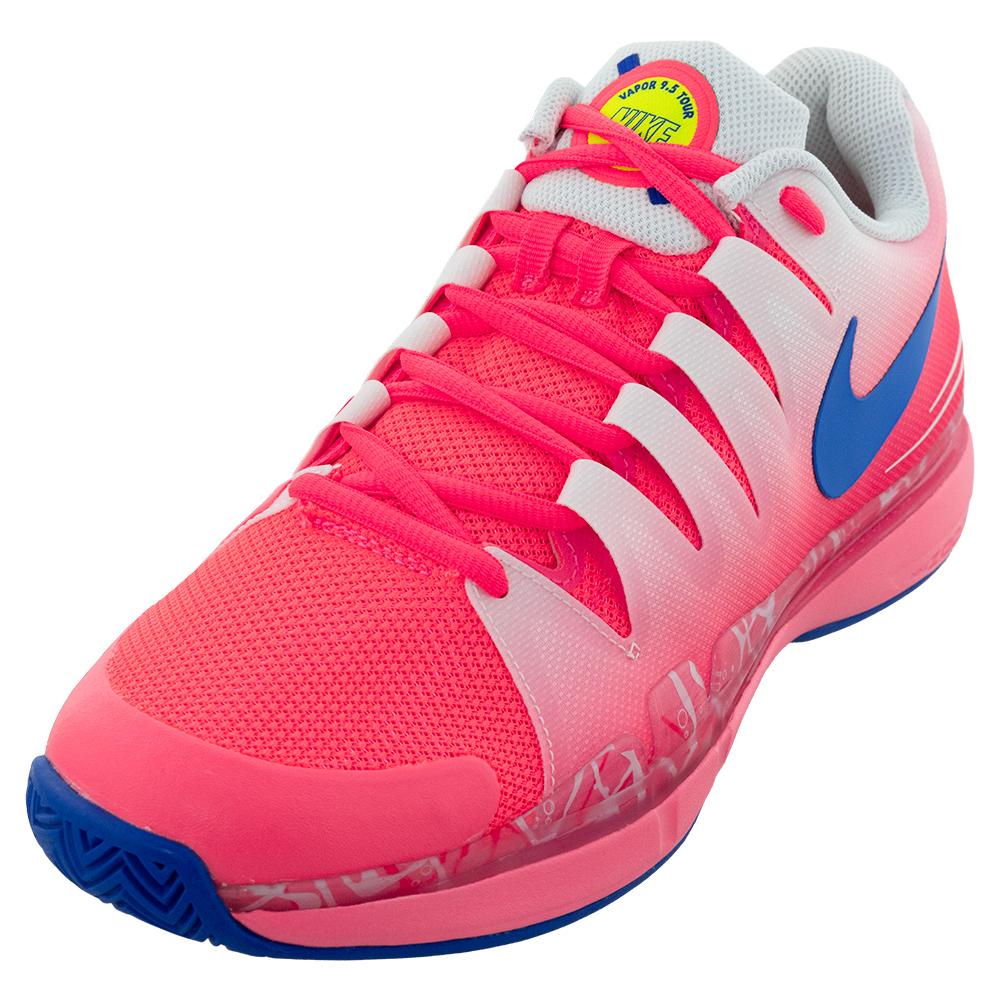 NikeCourt Mens Air Zoom Vapor 9.5 Tour Tennis Shoes Hot Punch and Racer Blue
