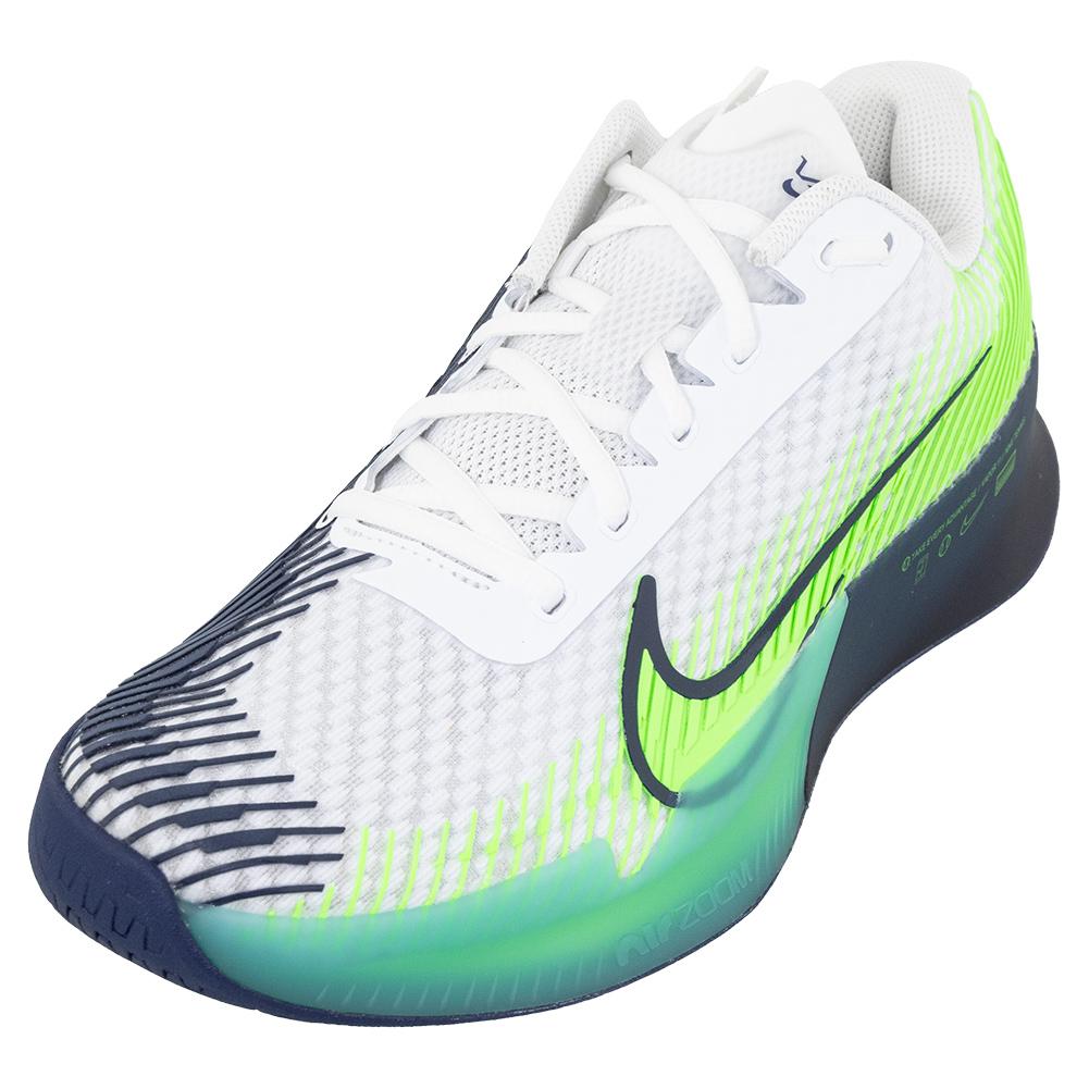 NikeCourt Men`s Air Zoom Vapor 11 Tennis Shoes White and Green Strike