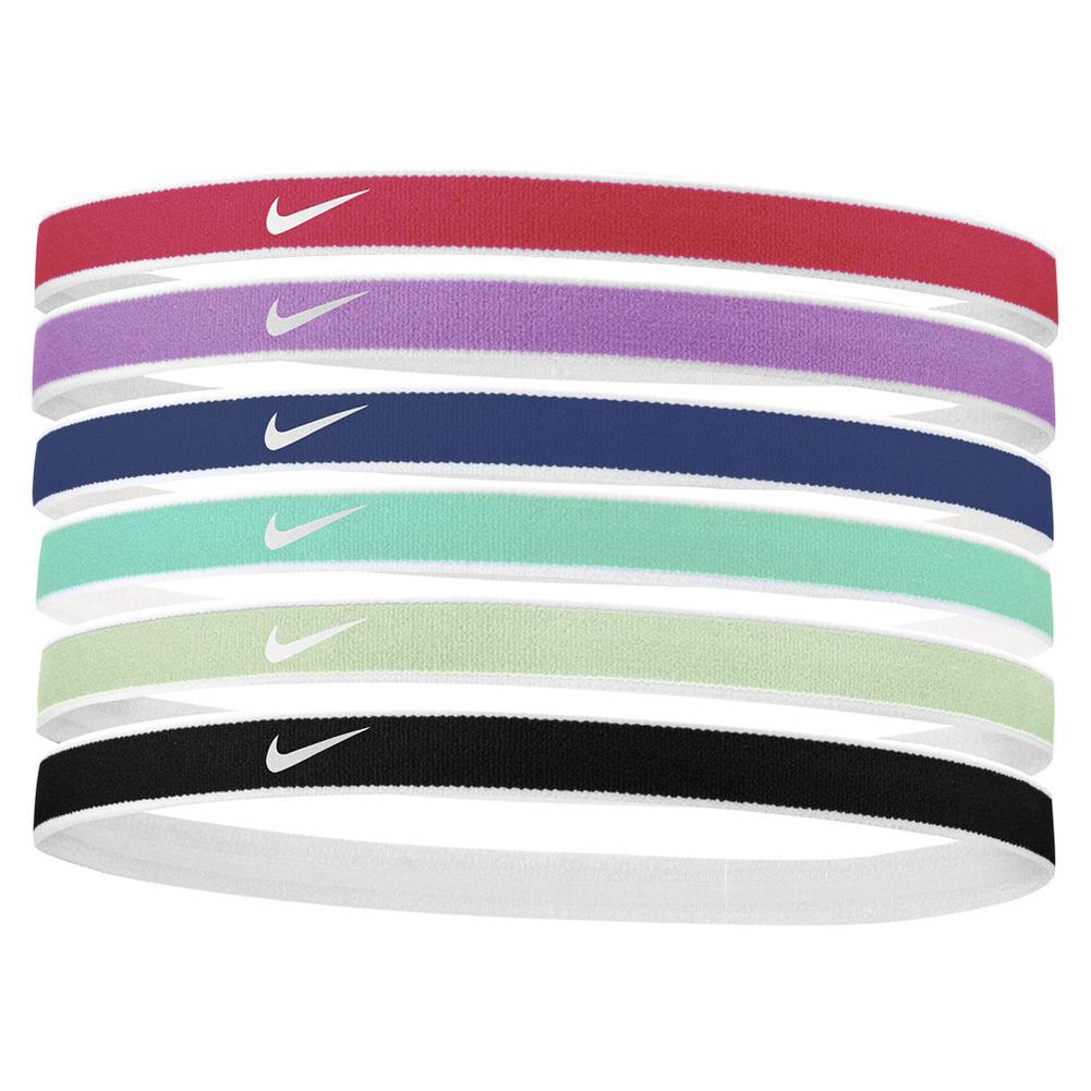 Nike Women`s Swoosh Sport Headbands 6 Pack Red Stardust and Metallic Silver  Tipped