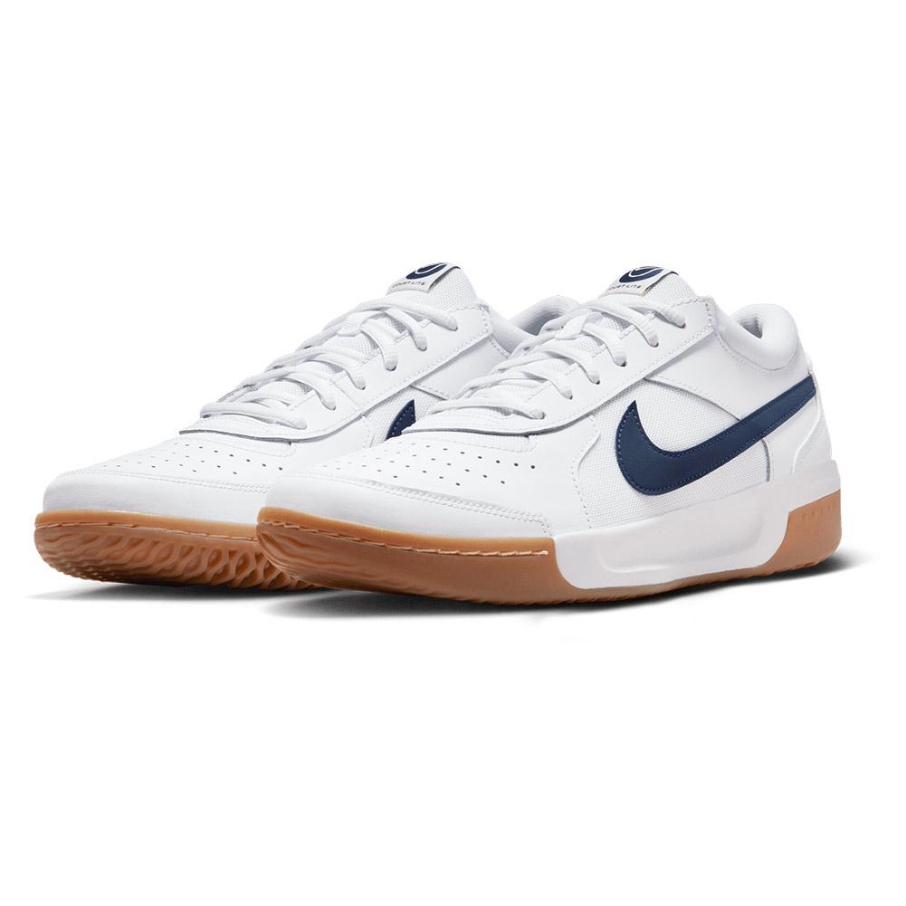 NikeCourt Men`s Zoom Court Lite 3 Tennis Shoes White and Midnight Navy