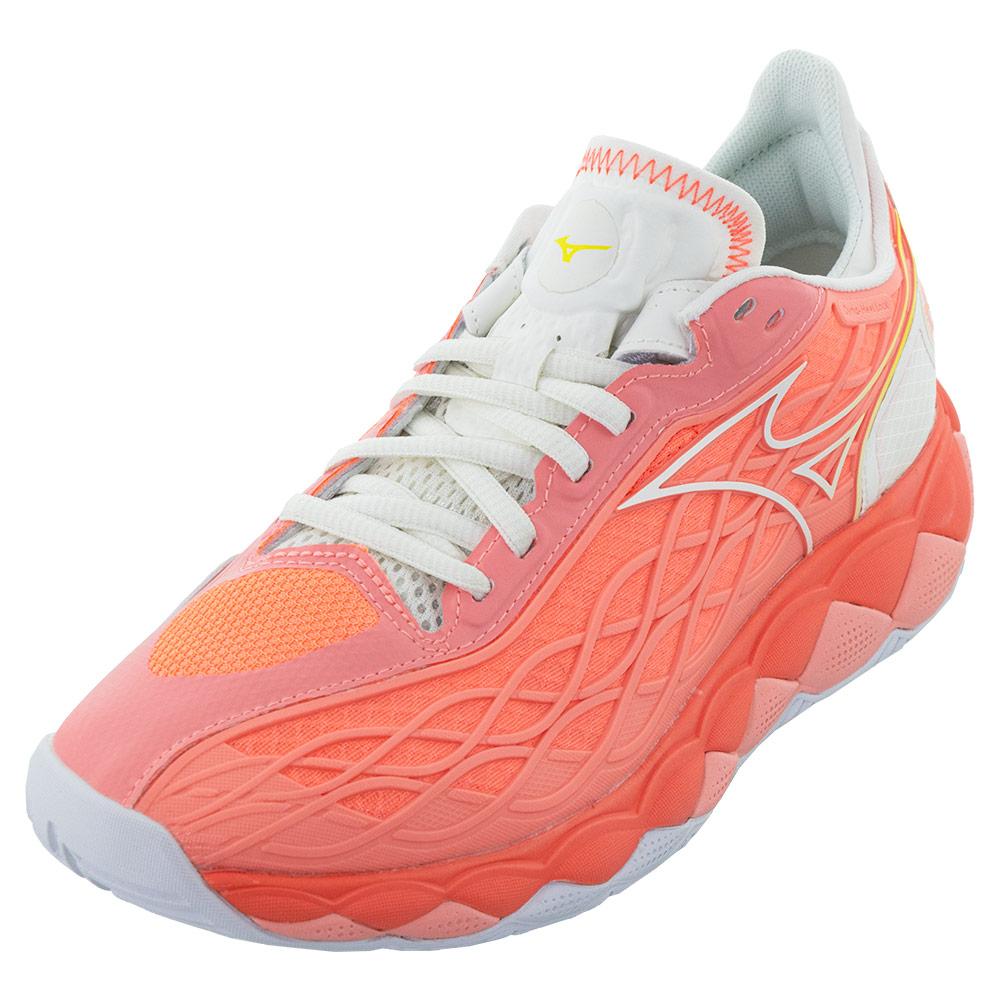 Mizuno Women`s Wave Enforce Tour AC Tennis Shoes Candy Coral and Snow White
