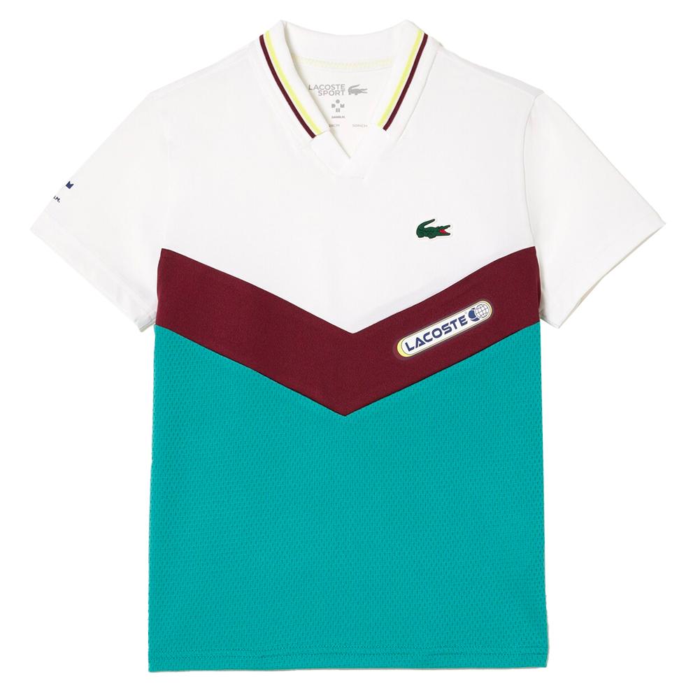 Lacoste Junior`s Medvedev Jersey Tennis Polo Blanc and Limeira