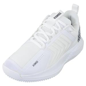 Women`s Ultrashot 3 Grass Tennis Shoes White and Steel Gray