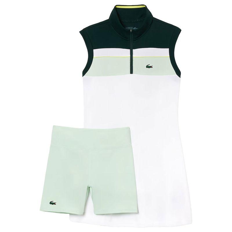 Lacoste Women`s US Open Tennis Dress Blanc and Sinople