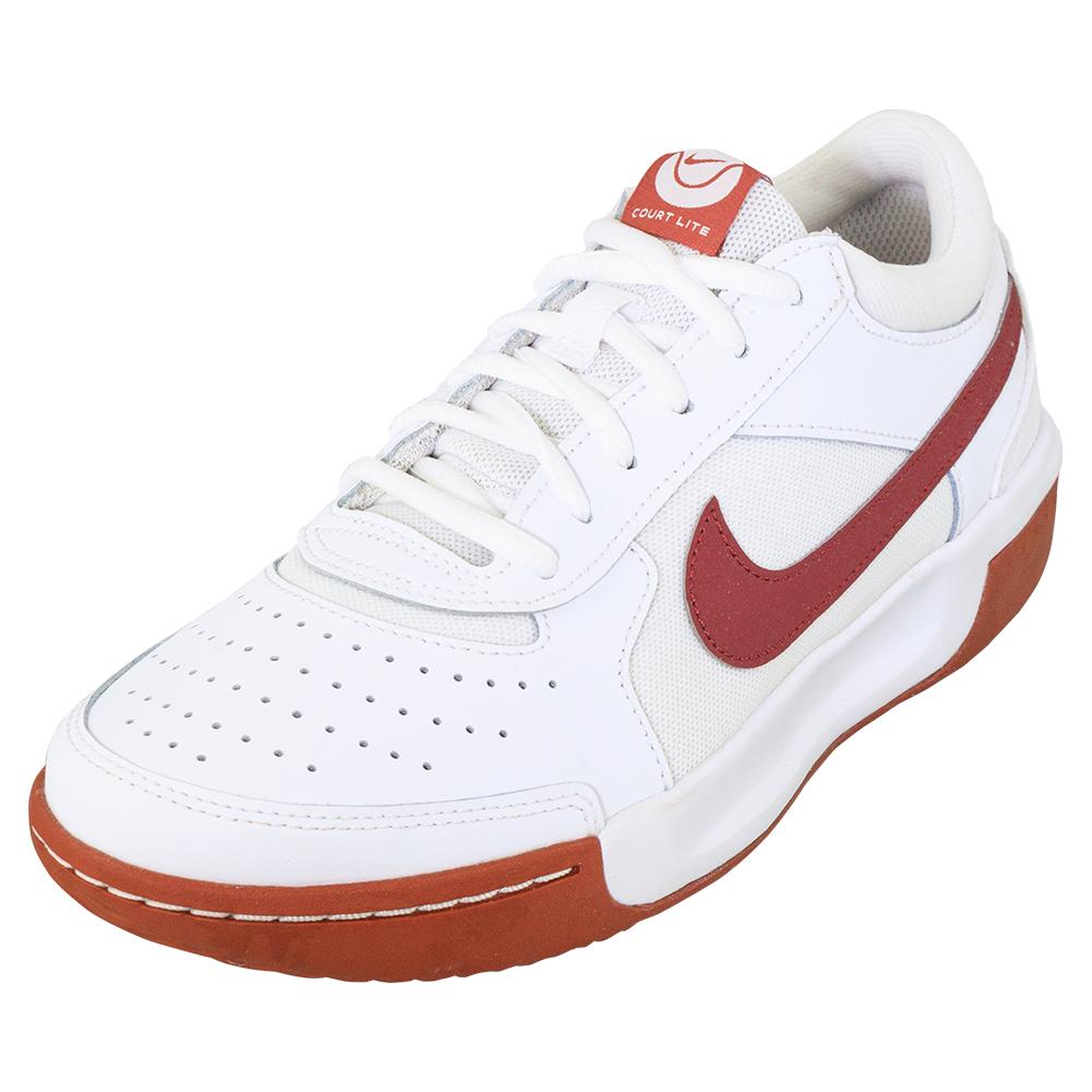 NikeCourt Men`s Air Zoom Lite 3 Tennis Shoes White and Team Red