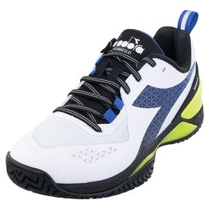 Men`s Blushield Torneo 2 Clay Tennis Shoes White and Deja Vu Blue