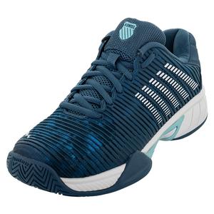 Juniors` Hypercourt Express 2 Tennis Shoes Indian Teal and Star White