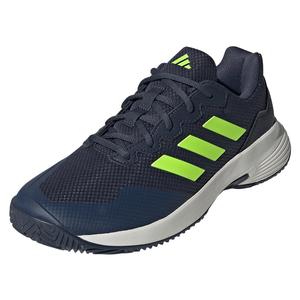 Men`s GameCourt 2 Tennis Shoes Shadow Navy and Lucid Lemon