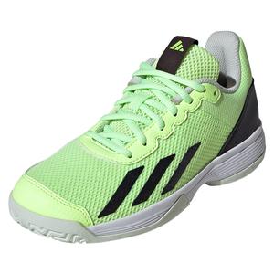 Juniors` Courtflash Tennis Shoes Green Spark and Aurora Black
