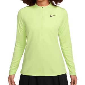 Women`s Dri-Fit UV Club Half Zip Tennis Top Light Lemon Twist and Black