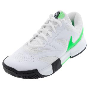 Women`s Court Lite 4 Tennis Shoes White and Poison Green