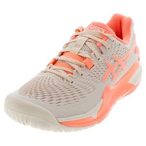 Women`s Gel-Resolution 9 Tennis Shoes Pearl Pink and Sun Coral
