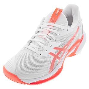 Women`s Solution Speed FF 3 Tennis Shoes White and Sun Coral