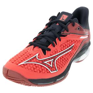 Mizuno Men`s Wave Exceed Tour 6 AC Tennis Shoes Radiant Red and White
