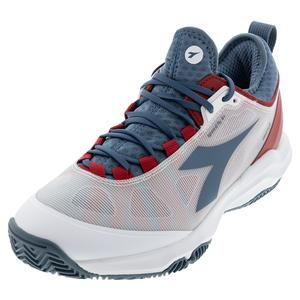 Men`s Speed Blushield Fly 4 Clay Tennis Shoes White and Oceanview