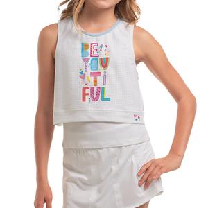 Girl`s Beautiful Bloom Tennis Tank White