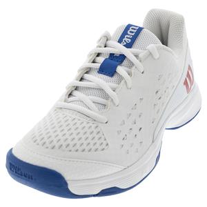 Juniors` Rush Pro Tennis Shoes White and Deja Vu Blue
