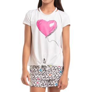 Girl`s Lovely Balloon Short Sleeve Tennis Top Multicolor