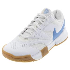 Men`s Court Lite 4 Tennis Shoes White and Light Blue