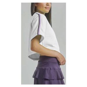 Women`s Dylan Tennis Top White and Dark Purple