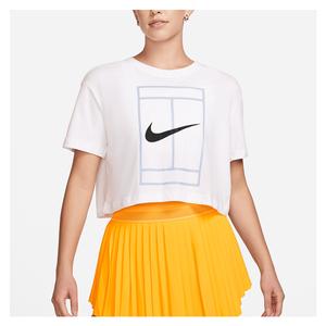 Women`s Heritage Dri-Fit Short Sleeved Cropped Tennis Top White