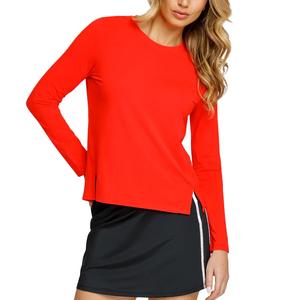 Womens Friday Longsleeve Pickleball Top Flamenco