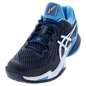 Mens Court FF 3 Novak Tennis Shoes Blue Expanse and White