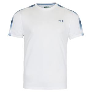 Men`s Short Sleeve Ombre Sleeve Striped Tennis Crew Bright White