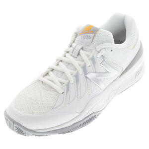 Women`s 1006 B Width Tennis Shoes White and Silver
