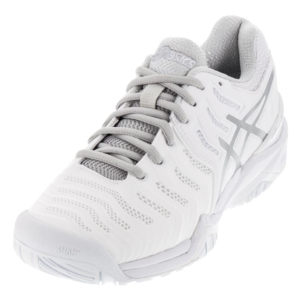 ASICS Women's Gel-Resolution 7 Tennis Shoes White and Silver