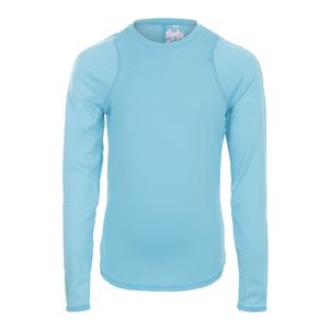 Girls` Long Sleeve Athletic Tennis Crew Ocean