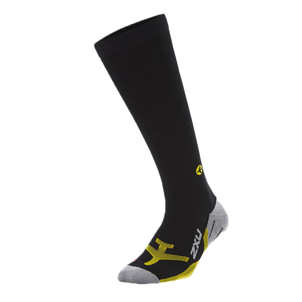 2XU Men`s Flight Compression Socks Black and Yellow | Tennis Express