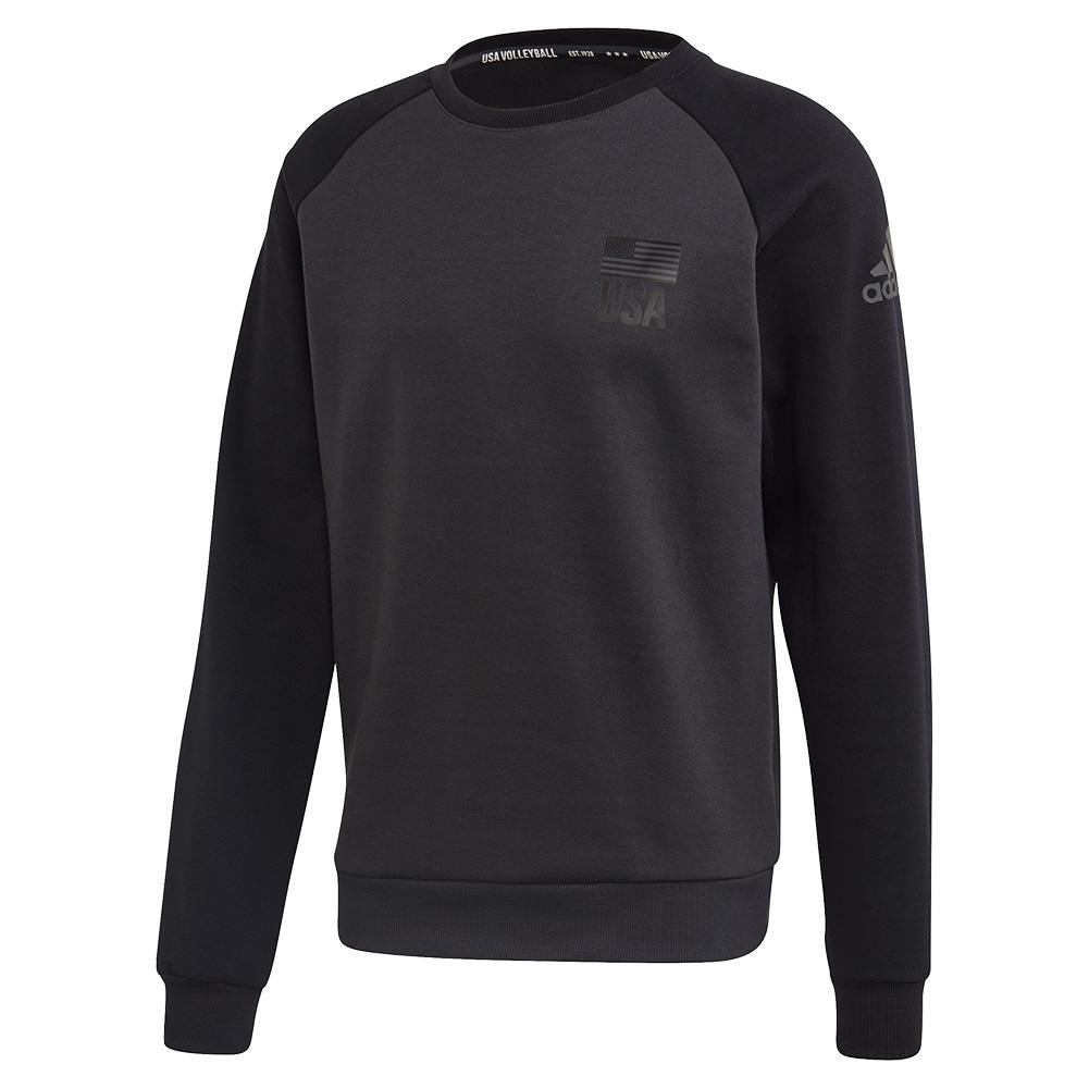 adidas Men`s USA Volleyball Crew Neck Sweatshirt Carbon and Black | Tennis  Express