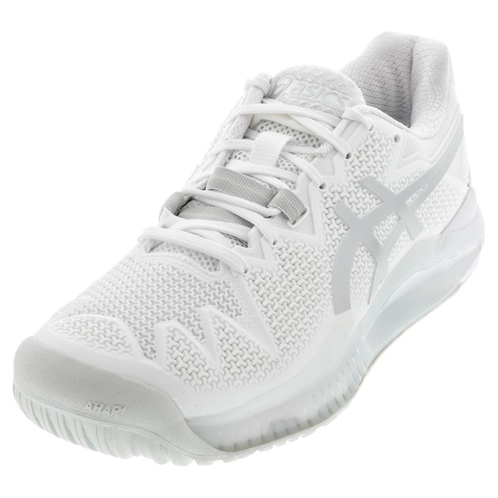 ASICS Men`s GEL-Resolution 8 Tennis Shoes White and Pure Silver