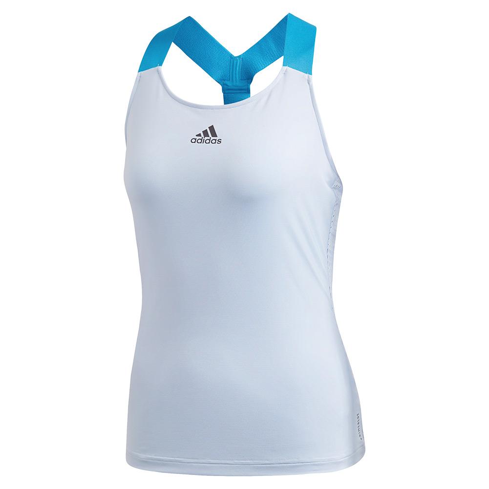 Adidas Women's Primeblue Y-Back Tennis Tank in Easy Blue